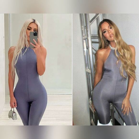 SKIMS Jelly All-In-One Mock Neck Sleeveless Full Bodysuit Catsuit Steel Blue 3X - Picture 1 of 5